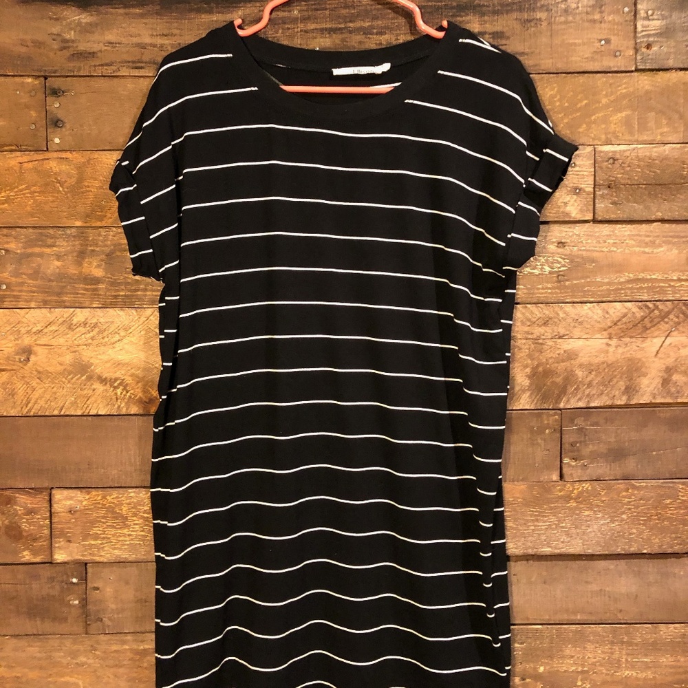T-Shirt Dress Black With White Stripes